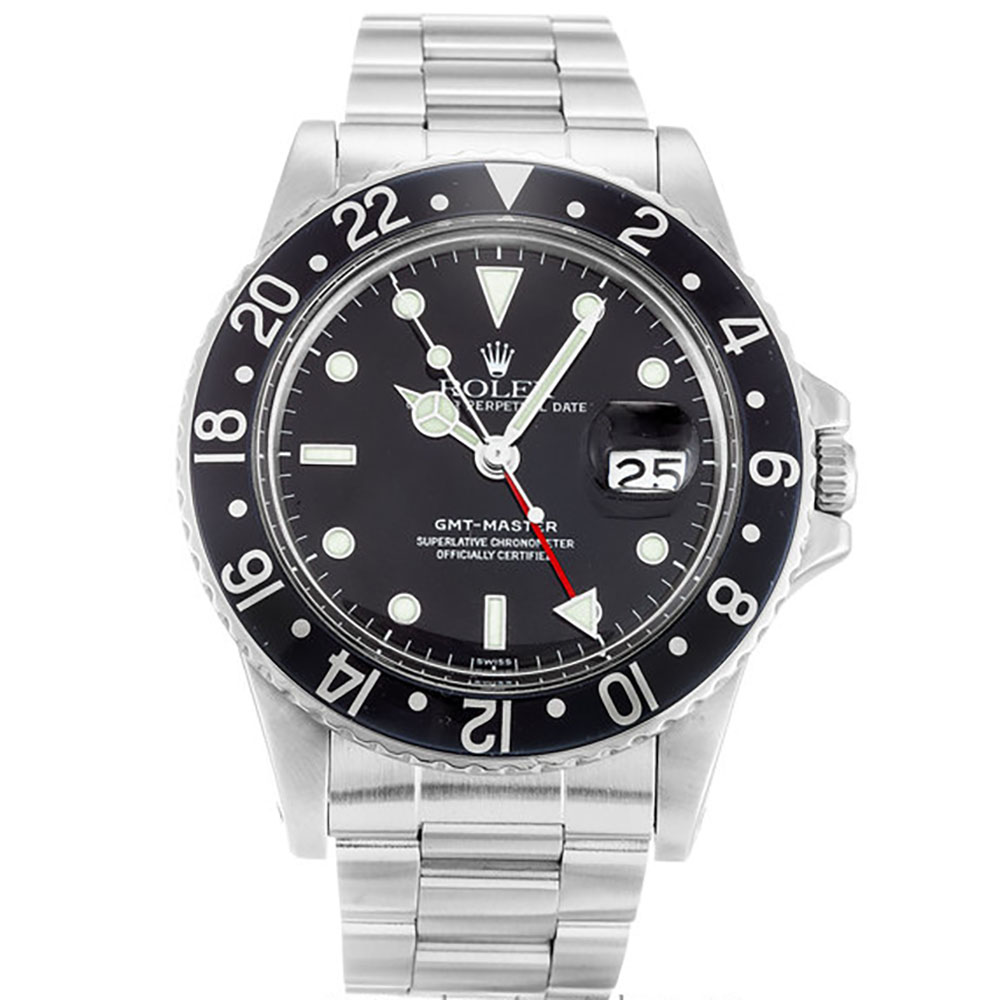 Rolex GMT Master 16750 Mens 40 MM Black Automatic Steel Watch Rolex GMT Master 16750 Mens 40 MM Black Automatic Steel Watch