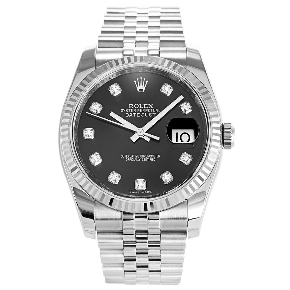 Rolex Datejust 116234 Mens 36 MM Automatic Black Steel Watch Rolex Datejust 116234 Mens 36 MM Automatic Black Steel Watch
