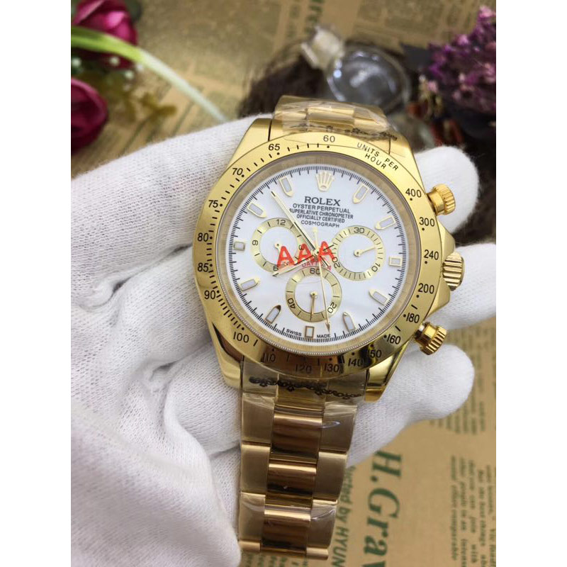 Rolex Daytona 116528 Mens White Automatic 40 MM Gold Plated Watch Rolex Daytona 116528 Mens White Automatic 40 MM Gold Plated Watch