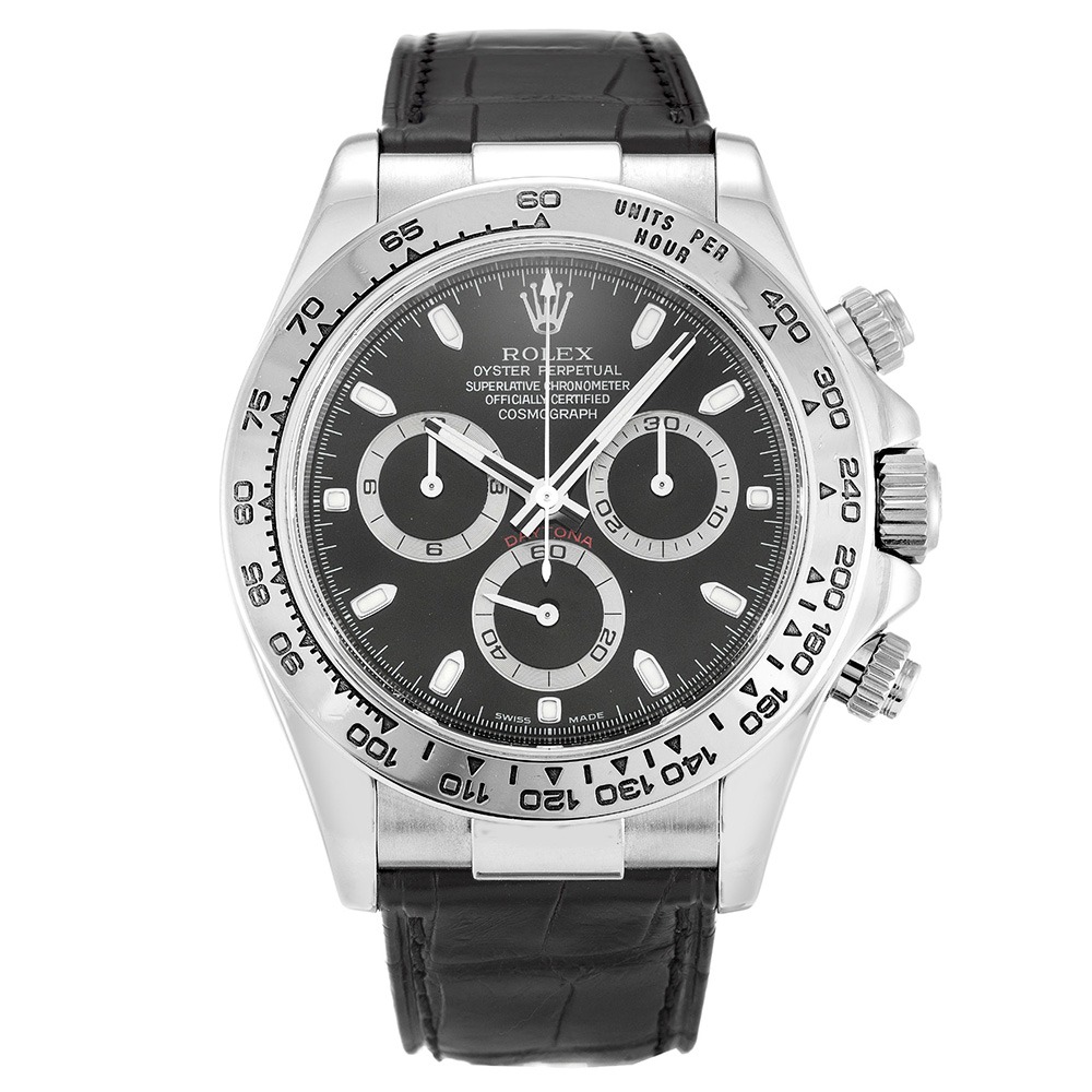 Rolex Daytona 116519 Mens Black Leather Automatic 40 MM Steel Watch Rolex Daytona 116519 Mens Black Leather Automatic 40 MM Steel Watch