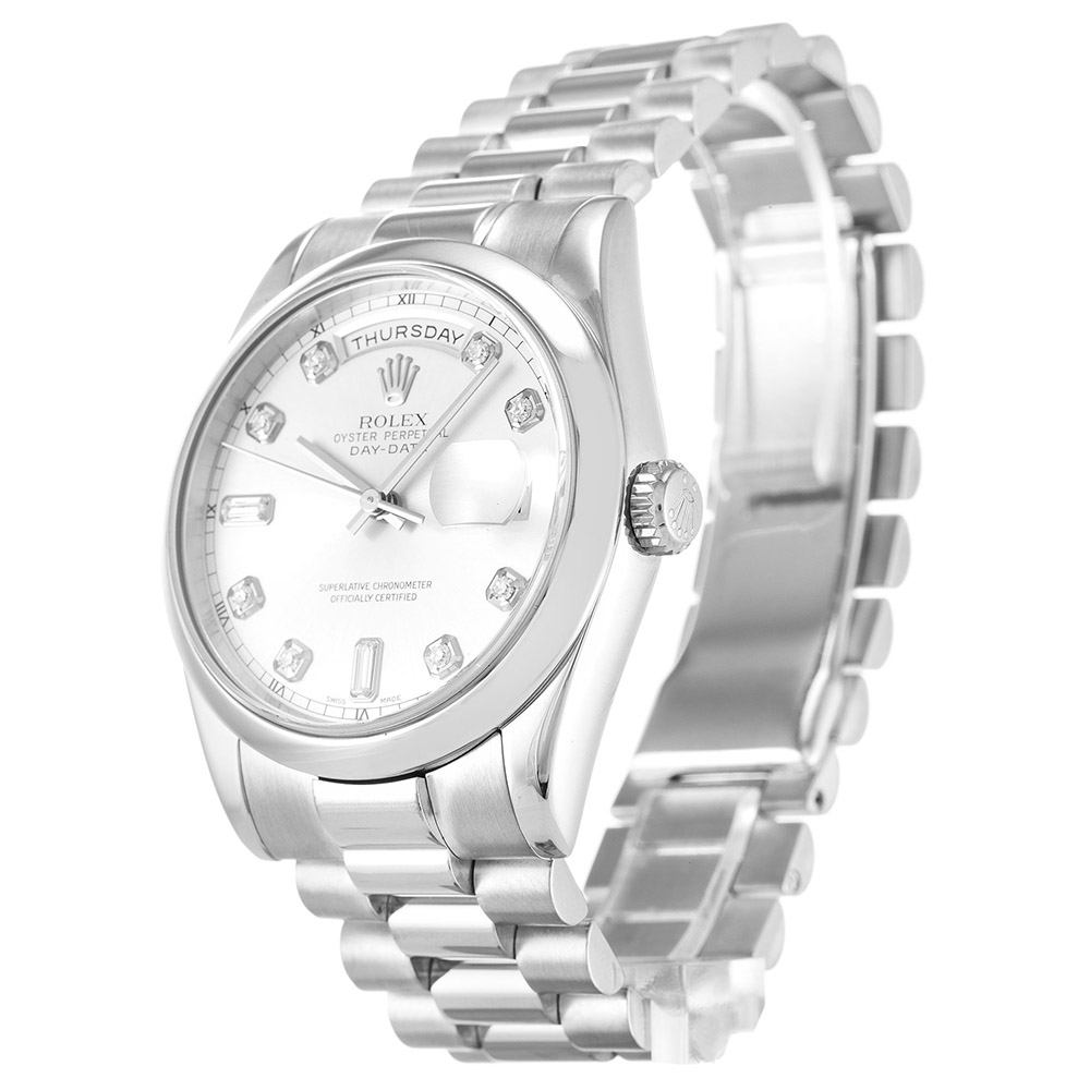 Rolex Day-Date 118209 Mens 36 MM Automatic Silver Diamond Steel Watch Rolex Day-Date 118209 Mens 36 MM Automatic Silver Diamond Steel Watch