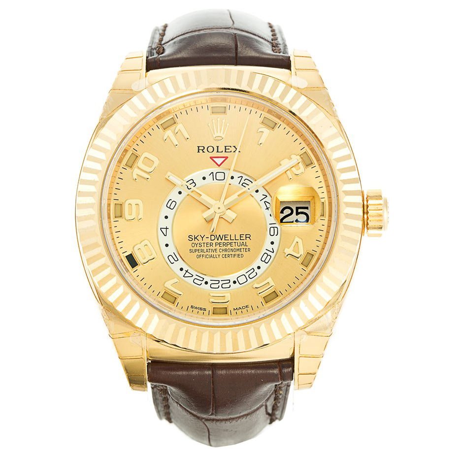 Rolex Sky-Dweller 326138 Mens 42 MM Automatic Gold Leather Watch Rolex Sky-Dweller 326138 Mens 42 MM Automatic Gold Leather Watch