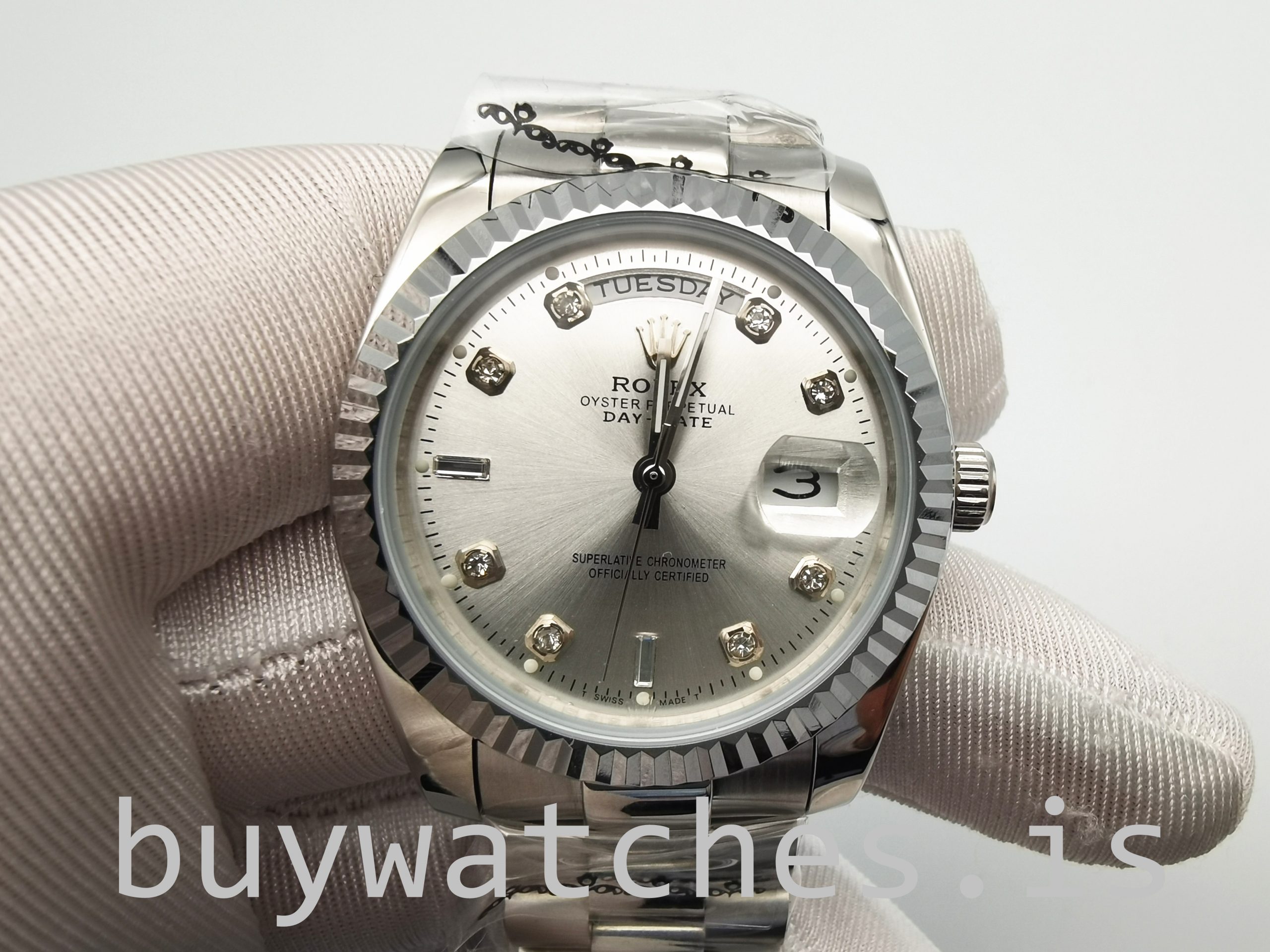 Rolex Day-Date 128239 Mens 36mm Diamond Dial Silver Dial Automatic Watch Rolex Day-Date 128239 Mens 36mm Diamond Dial Silver Dial Automatic Watch