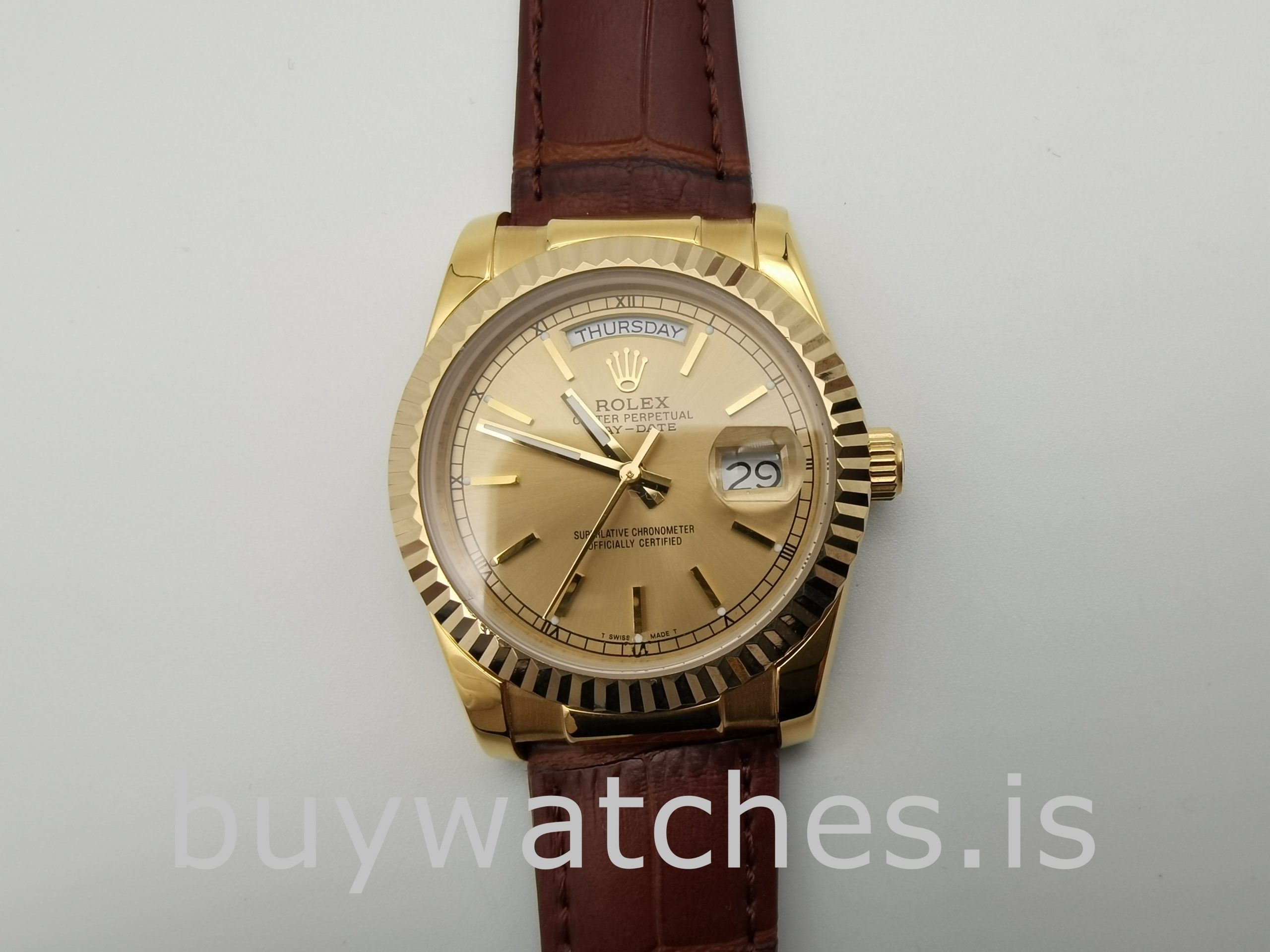 Rolex Day-Date 1503 Unisex Gold Crocodile Skin 34 mm Automatic Watch Rolex Day-Date 1503 Unisex Gold Crocodile Skin 34 mm Automatic Watch