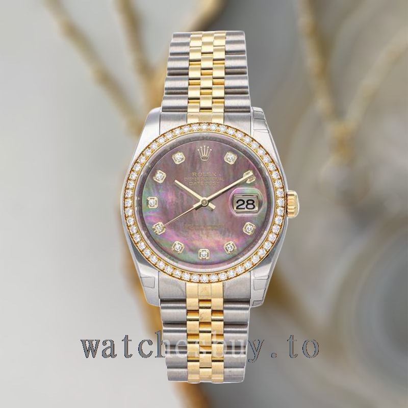 Rolex Datejust Men's 116243BKMDJ 36mm Bracelet Mother of Pearl - Image 2