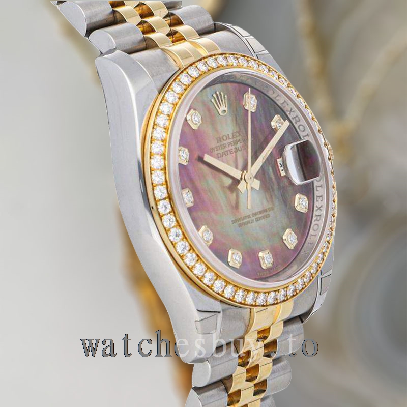 Rolex Datejust Men's 116243BKMDJ 36mm Bracelet Mother of Pearl - Image 3