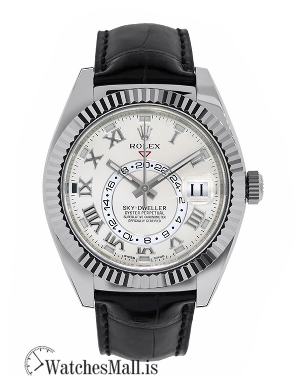Rolex-Sky-DwellerWhite-Gold-Ivory-Dial-Leather-Strap-42MM-Watch-326139
