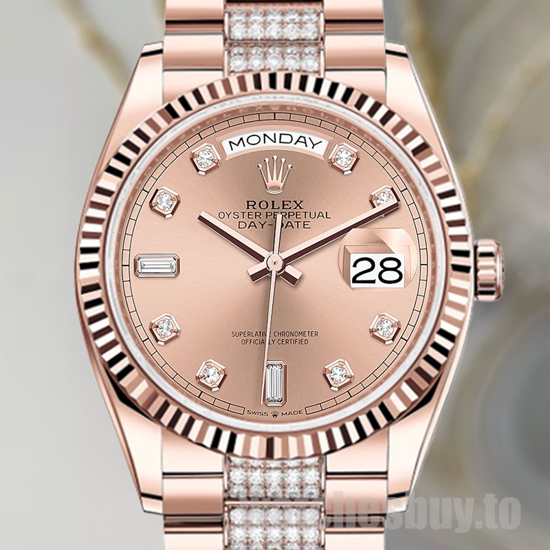 Rolex Day-Date Men's m128235-0019 36mm Rose Gold Dial Watch
