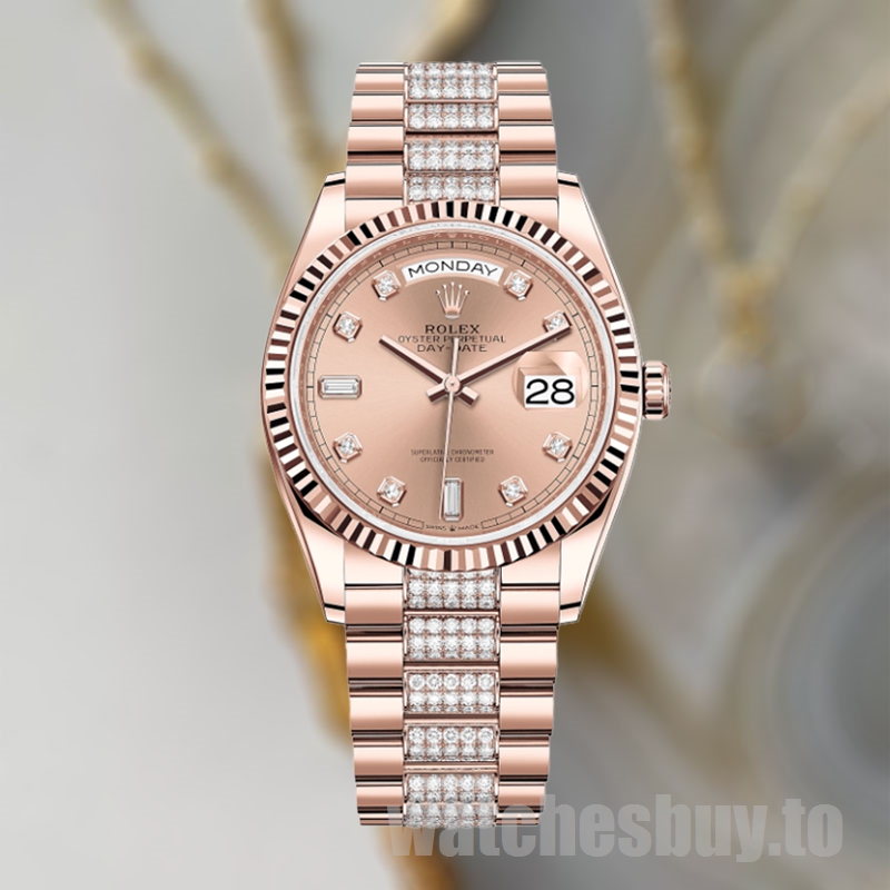 Rolex Day-Date Men's m128235-0019 36mm Rose Gold Dial Watch - Image 2