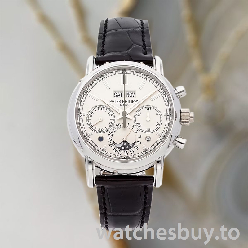 Patek Philippe Grand Complications Men's 42mm 5204P-010 White Dial Leather Strap - Image 2