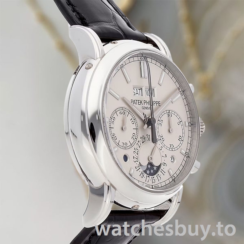 Patek Philippe Grand Complications Men's 42mm 5204P-010 White Dial Leather Strap - Image 3
