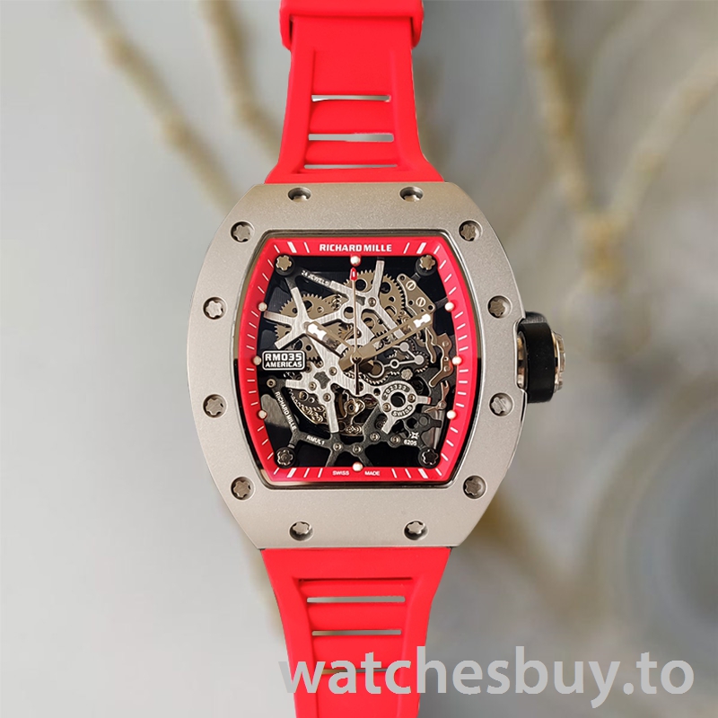 Richard Mille RM35 Men RM35-018 Around 48*40mm Silver-tone Rubber Band - Image 2