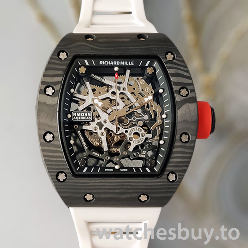 Richard Mille RM35 Men Around 48*40mm RM35-031 Skeleton Dial Rubber Band