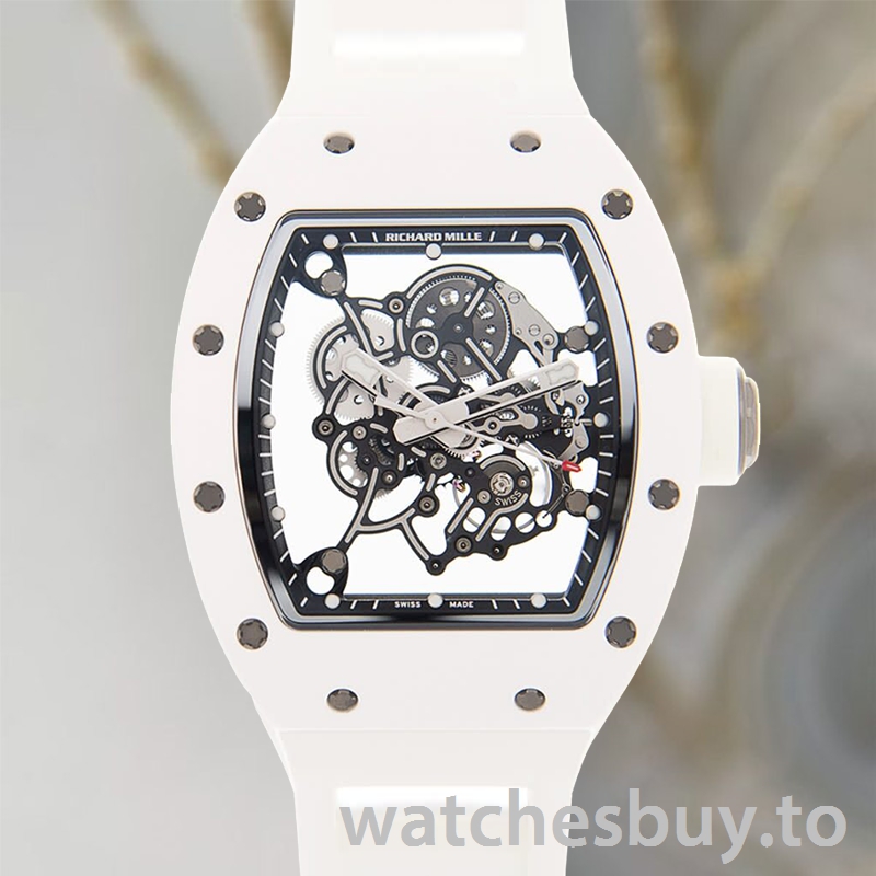 Richard Mille RM055 Around 50*42mm RM055-003 Men Transparent Dial Rubber Band