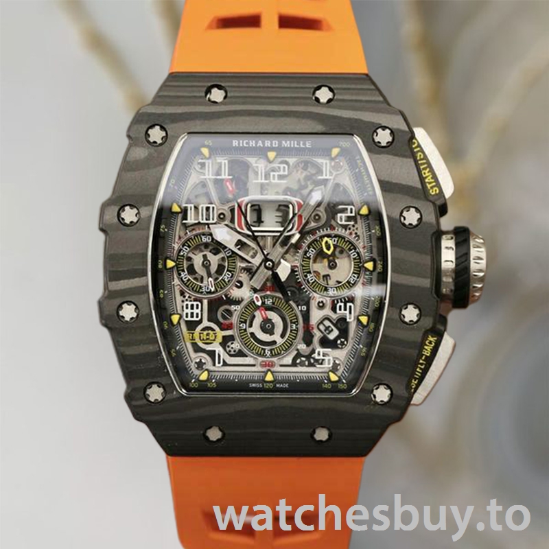 Richard Mille RM11-03 Men Around 50*40mm RM11-03-003 Rubber Band Black