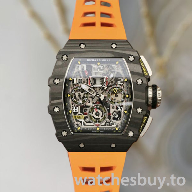 Richard Mille RM11-03 Men Around 50*40mm RM11-03-003 Rubber Band Black - Image 2