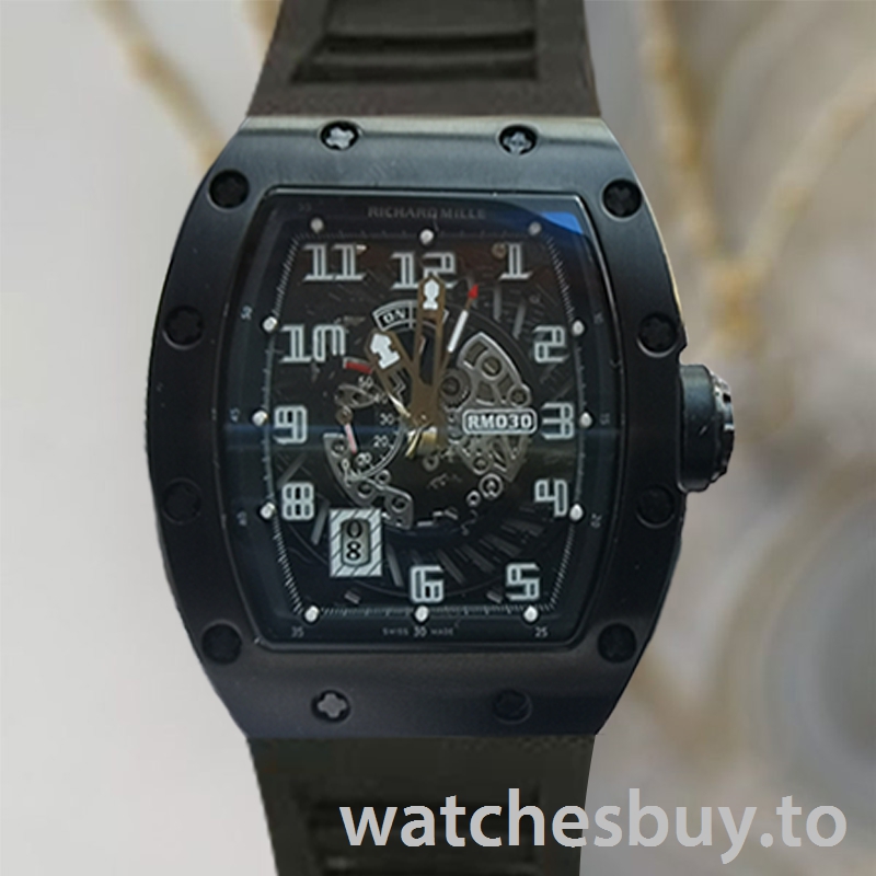 Richard Mille RM030 RM030-001 Around 50*42mm Men Rubber Band Transparent Dial
