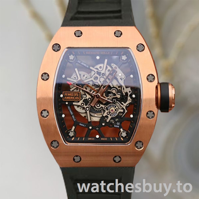 Richard Mille RM035 RM035-003 Men Around 50*42mm Rose Gold-tone Mechanical