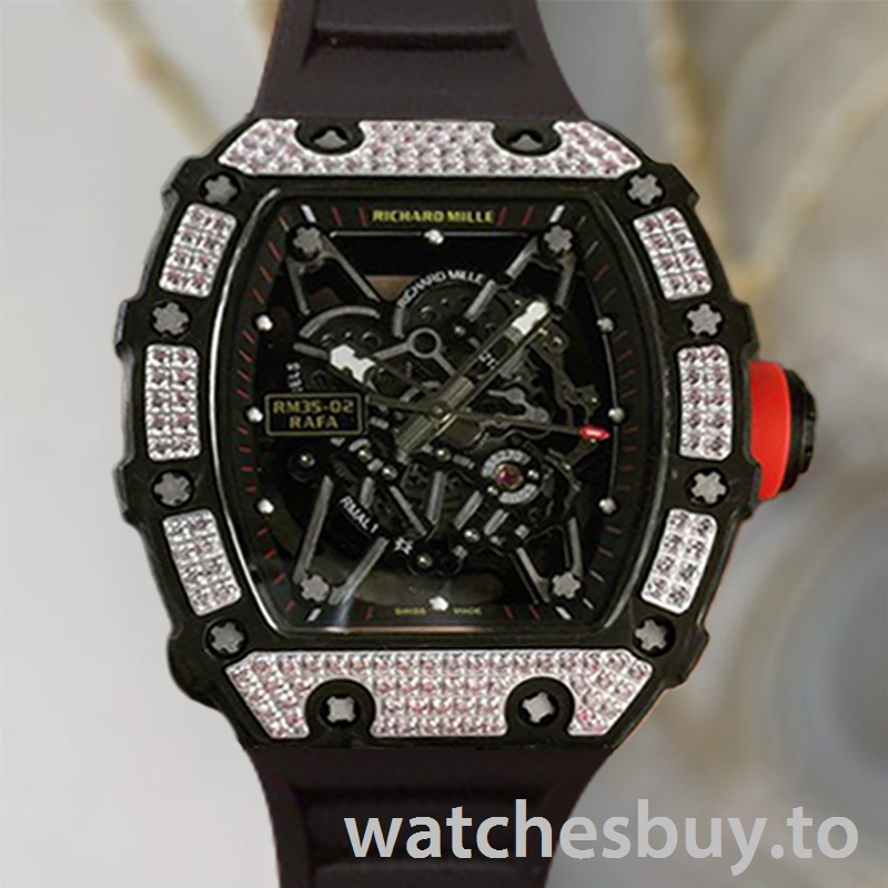 Richard Mille RM35-02 RM35-02-020 Around 50*42mm Men Rubber Band Diamond Bezel