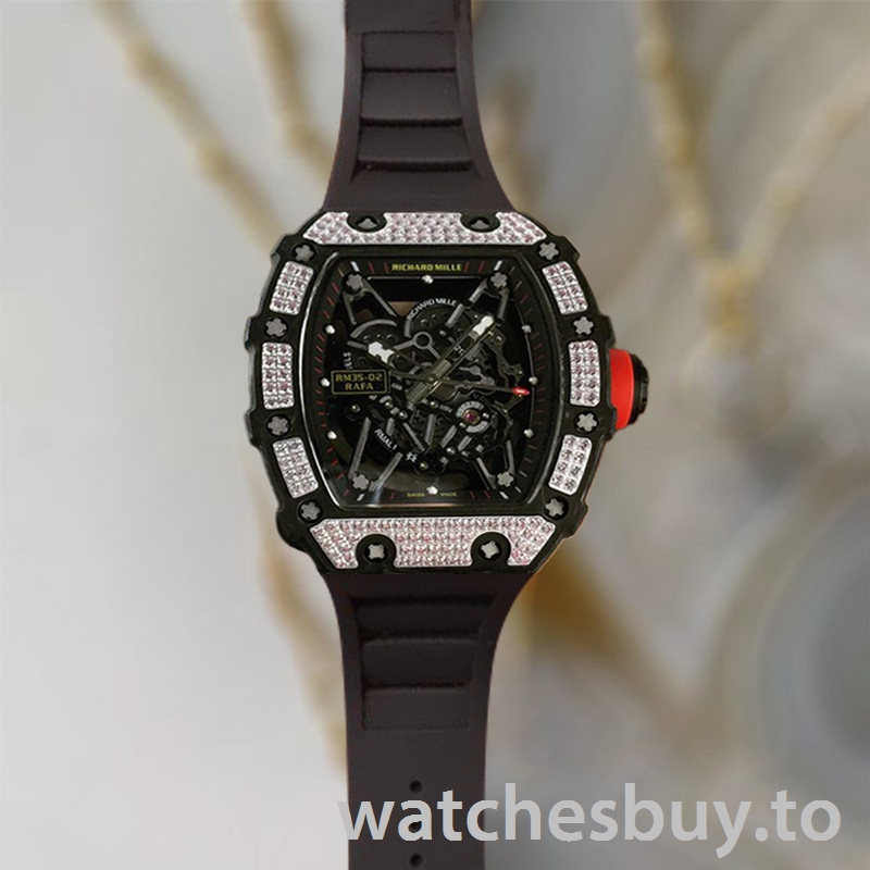 Richard Mille RM35-02 RM35-02-020 Around 50*42mm Men Rubber Band Diamond Bezel - Image 2