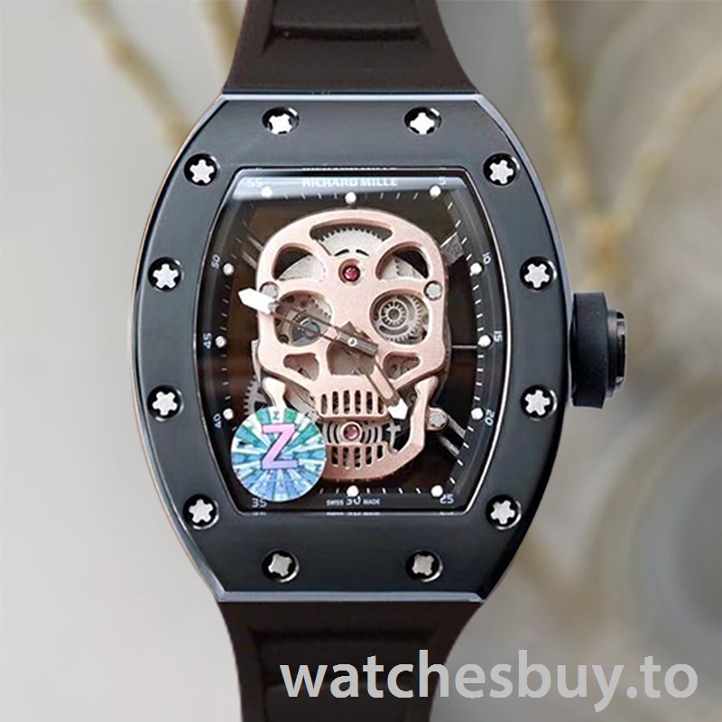 Richard Mille RM52-01 Men RM52-01-002 Around 50*42mm Black Rose Gold Skull Dial