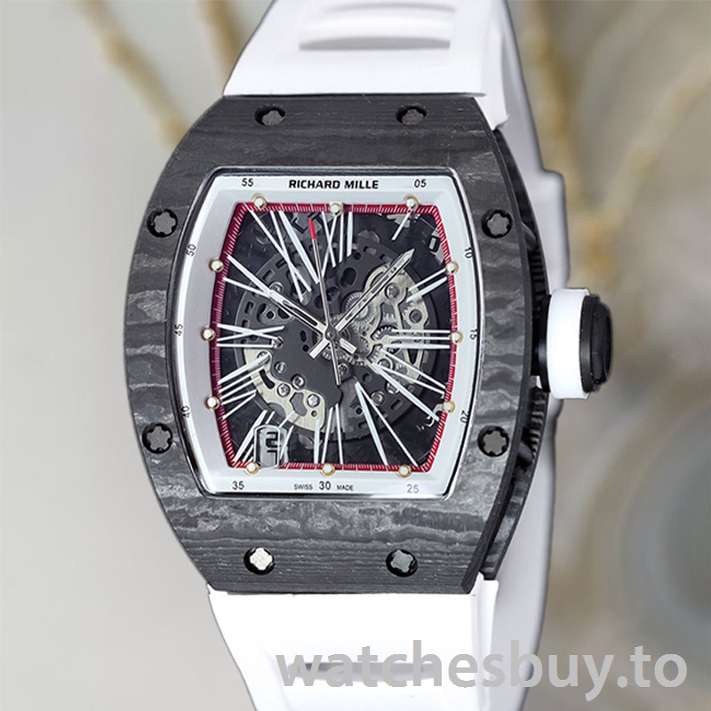 Richard Mille RM 010 50*42mm RM 010-015 Men Transparent Dial Rubber Band