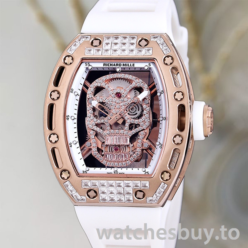 Richard Mille RM 052 50*42mm Men RM 052-013 Diamonds Skull Dial Stainless Steel
