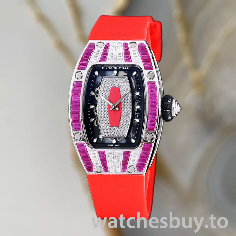 Richard Mille RM 07-01 Ladies 31*45mm RM 07-01-014 Red With Diamonds Dial Rubber Band - Image 2