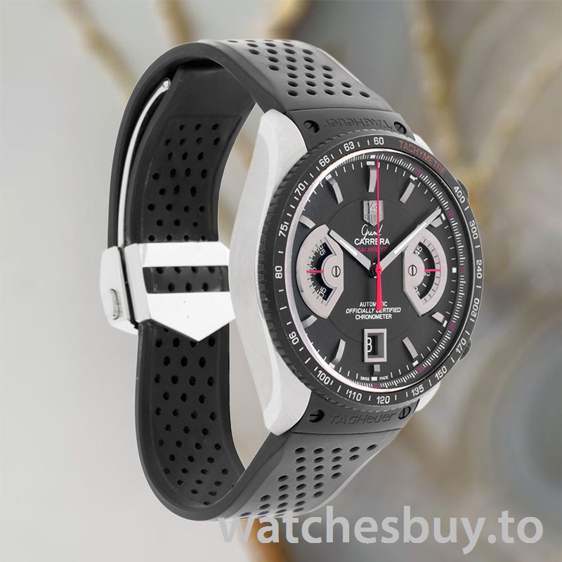 Tag Heuer Grand Carrera CAV511C.FT6016 Men's 43mm Rubber Band Black Dial - Image 4