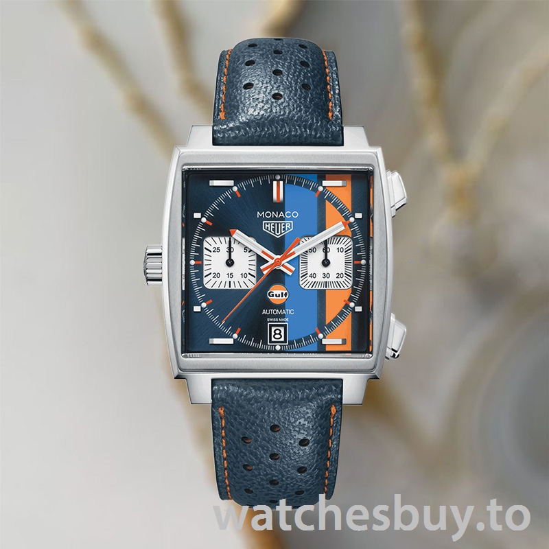 Tag Heuer Monaco 41mm CAW211R.FC6401 Men's Silver-tone Blue Dial - Image 2