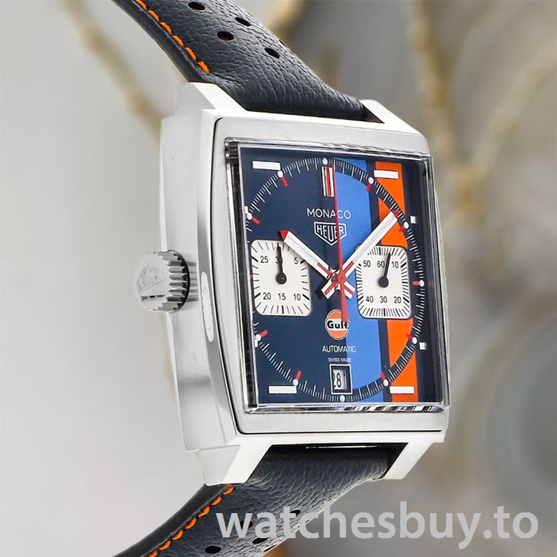 Tag Heuer Monaco 41mm CAW211R.FC6401 Men's Silver-tone Blue Dial - Image 4