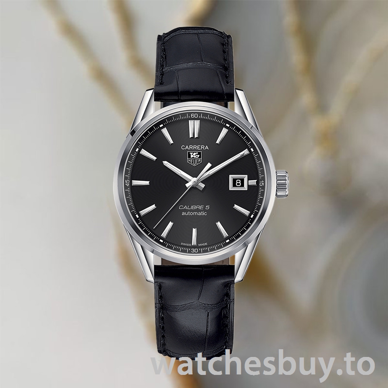 Tag Heuer Carrera WAR211A.FC6180 Men's 43mm Leather Strap Silver-tone - Image 2