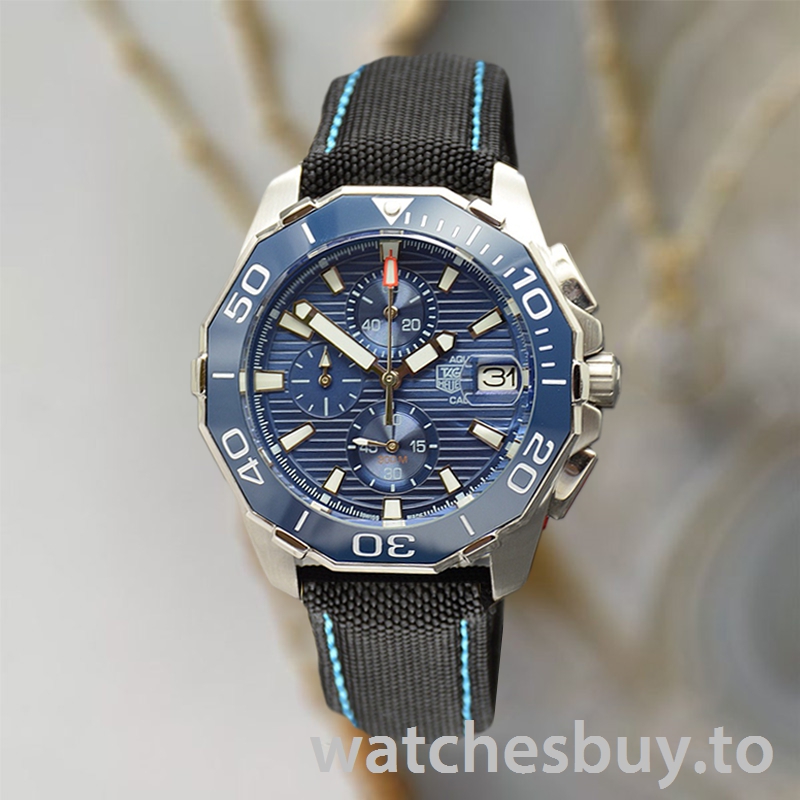 Tag Heuer Aquaracer Men 43mm CAY211A-001 Blue Dial Strap - Image 2