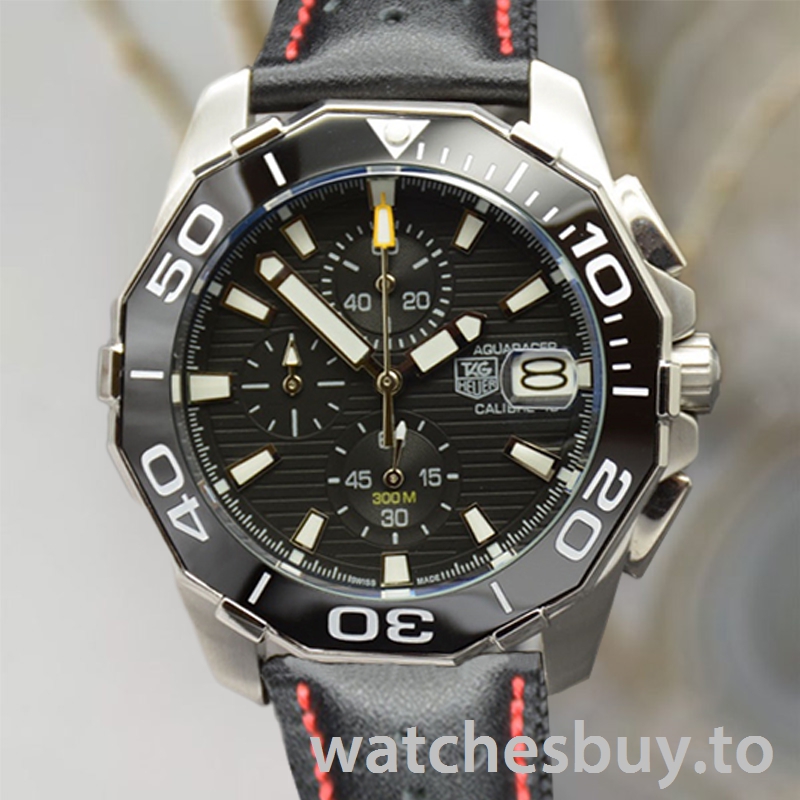 Tag Heuer Aquaracer Men 43mm CAY211A.FC6361-001 Leather Strap Quartz