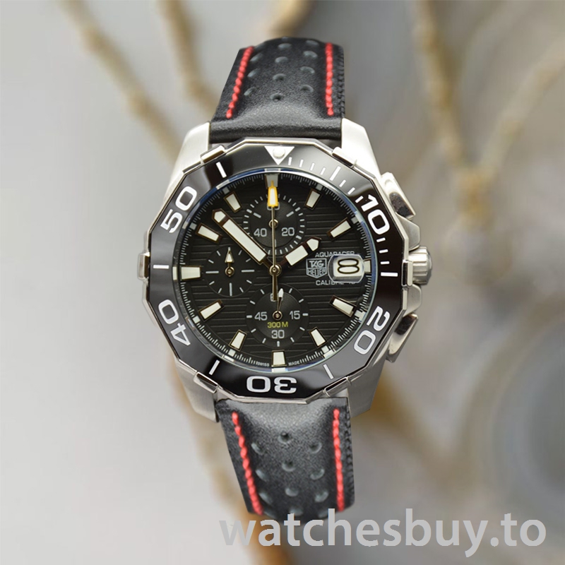 Tag Heuer Aquaracer Men 43mm CAY211A.FC6361-001 Leather Strap Quartz - Image 2