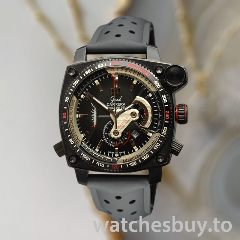 Tag Heuer Grand Carrera Men 43mm GrandCarreraBKSR-003 Quartz Black Dial - Image 2