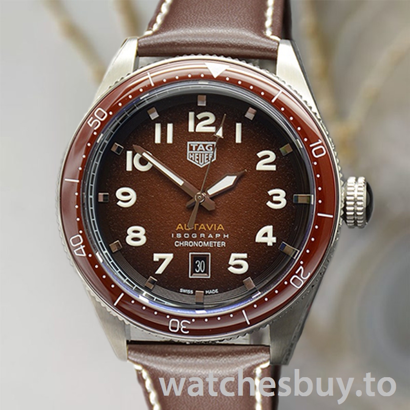 Tag Heuer Autavia Men 43mm WBE5114-001 Silver-tone Leather Strap